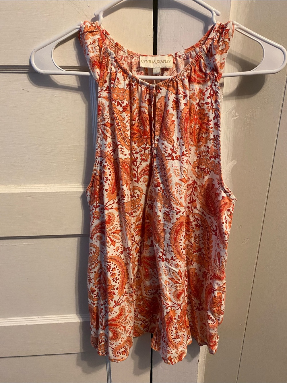Cynthia Rowley Orange and White Paisley Sleeveless Cami